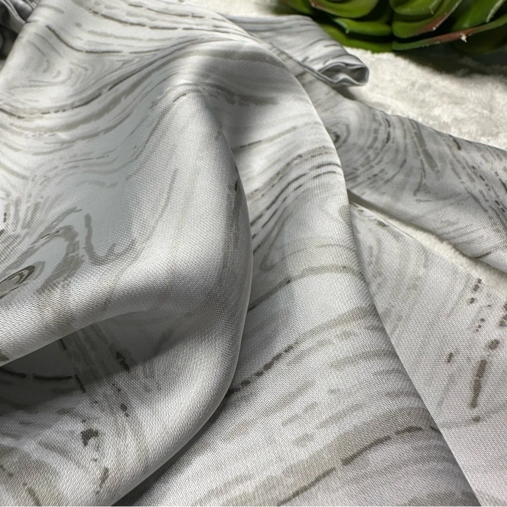 Caramela Marble Print Satin Halter Top Jumpsuit in White and Gray Womens Small